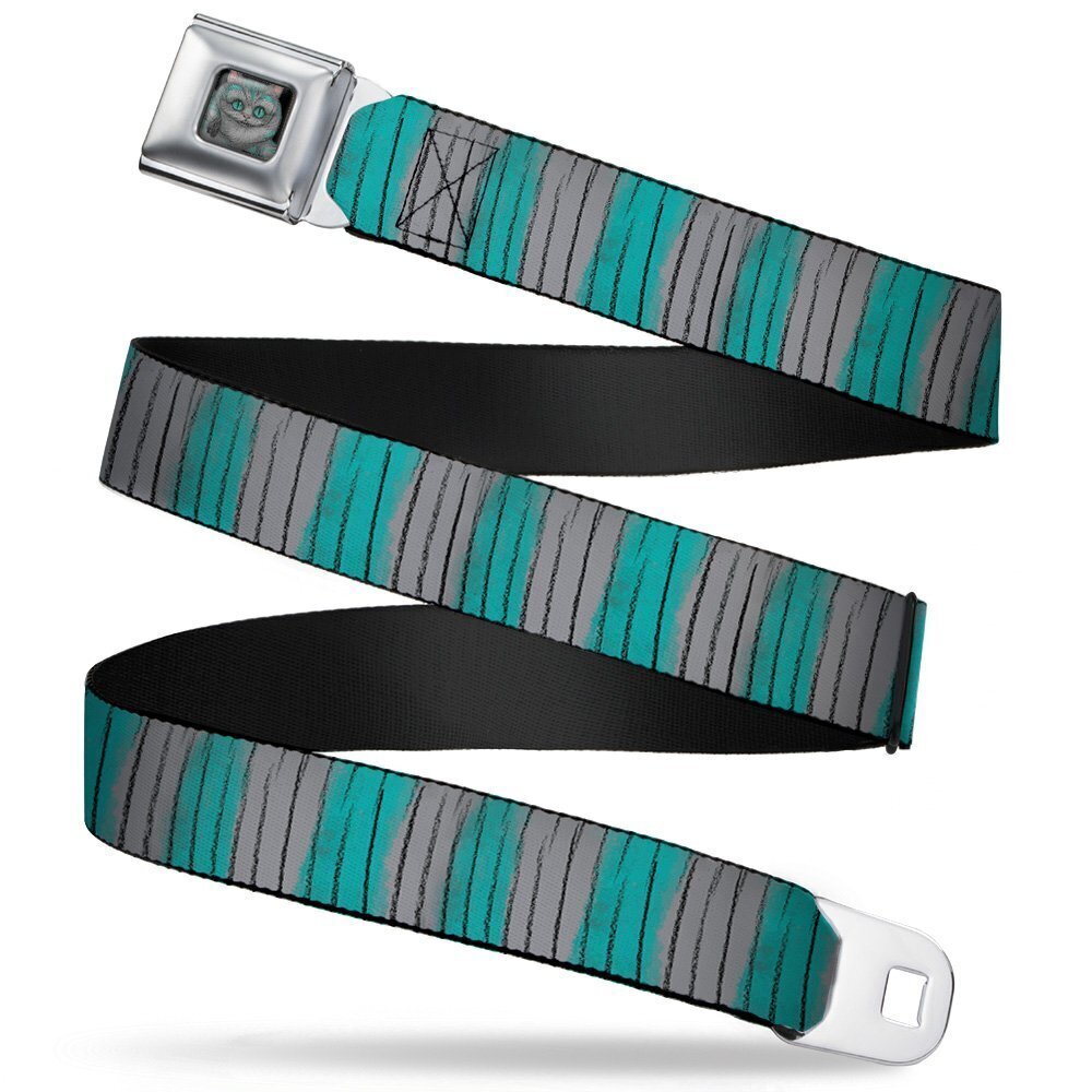 3766 Seatbelt Belt Cheshire Cat Stripes Gray/Teal/Black 1.0" Wide